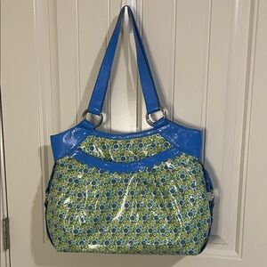 Vera Bradley Blue Floral Patent Shoulder Bag